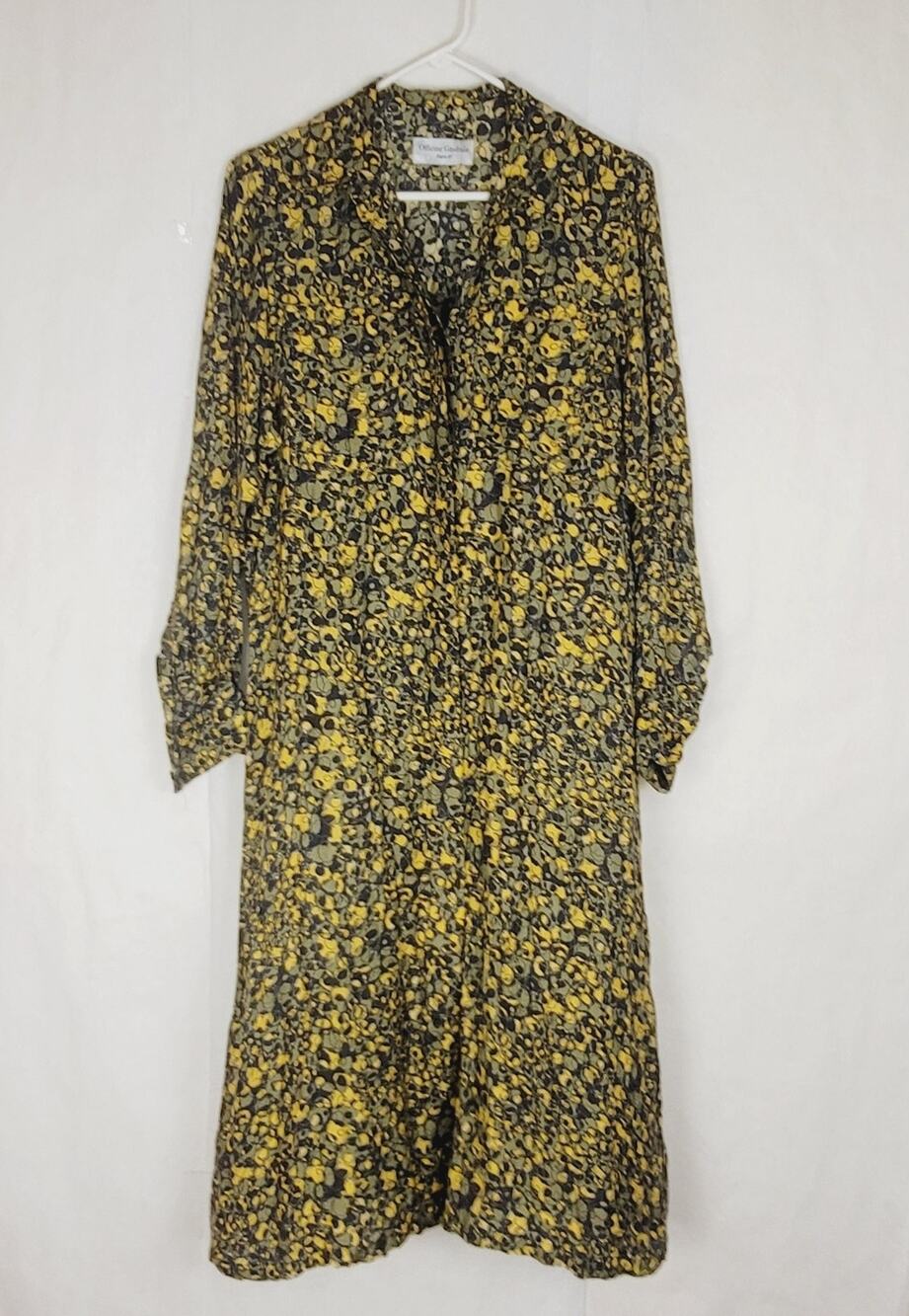 Officine Generale Bonnie green and yellow camo maxi shirt dress Size 6 Boho